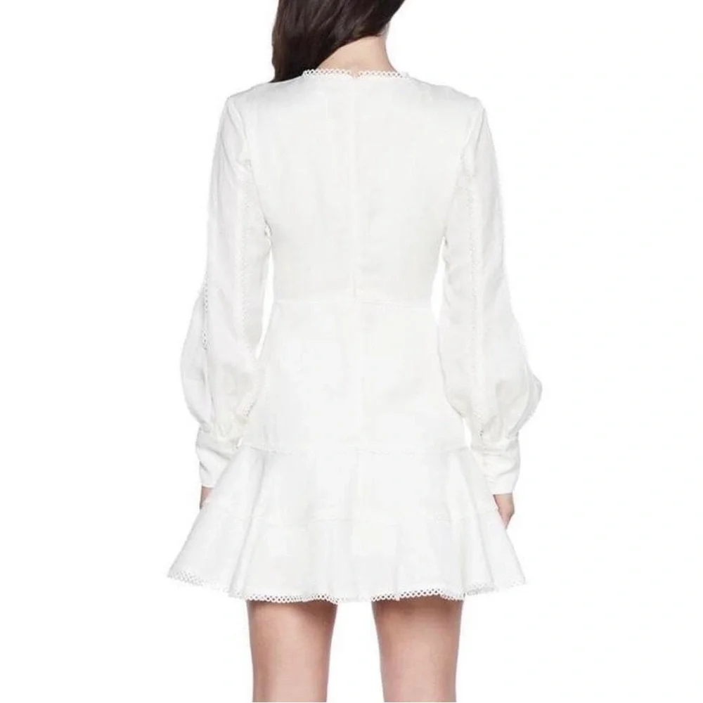Bardot Elegant White Lace Trim Dress - Picture 4 of 6